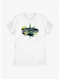 Tees Star Wars The Mandalorian Yoda Star Trouble Womens T-Shirt